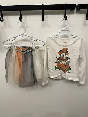 Toddler Girls 2pc Minnie Mouse Halloween Long Sleeve T-Shirt & Tutu Skirt 4T • $1.95