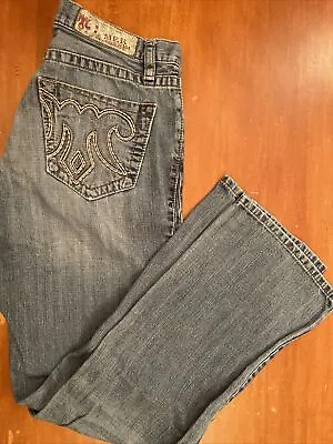 MEK DMM Denim Jeans Cotton “GETTY” Slim Boot Size Embroidered 33x34 ACTUAL 32x32 • $22