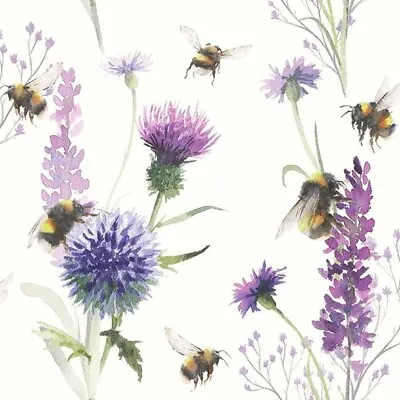 £1.40 • Buy 5 X COCKTAIL Napkin/3Ply/25cm/Decoupage/Thistle/Bumble Bees In The Meadow