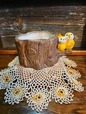 Vintage MCM Birds On A Tree Stump Planter • $18