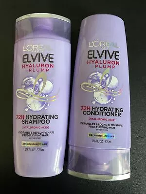 L'Oreal Elvive Hyaluron + Plump 72H Hydrating Shampoo & Conditioner 12.6 Oz. Ea • $14.99