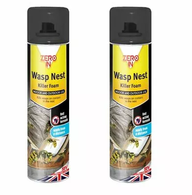 2 X Zero In Wasp Wasps Nest Foam Destroyer Killer Spray Pest Control 300ml • £11.99