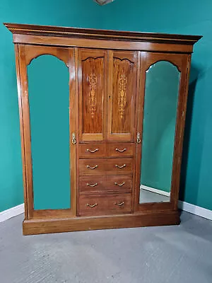 An Antique Edwardian Mahogany Triple Wardrobe ~Delivery Available~ • £345