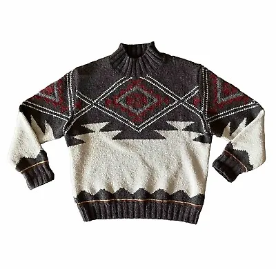 Vtg Ralph Lauren Polo Native American Indian Blanket Wool Hand Knit SWEATER S -L • $180