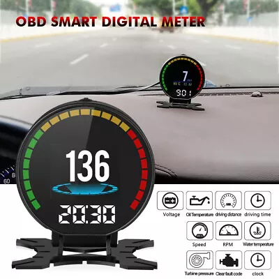 Car SUV HUD OBD2 Smart Meter Head Up Display Speedometer RPM DTCS Status Mileage • $37.99