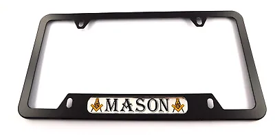Mason Masonic Metal Black Aluminium Car License Plate Frame Bottom Cutout 4hole • $10.99