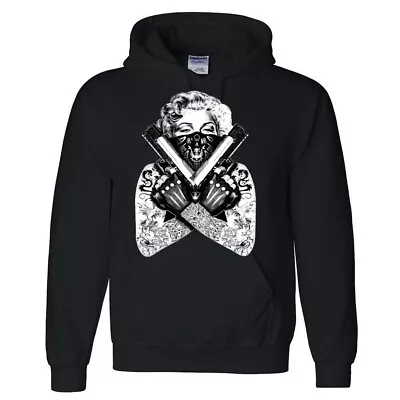 $26.95 • Buy 🔥 Tattooed Marilyn Monroe Guns Hoodie 2nd Amendment Sexy Inked Legend Pullover