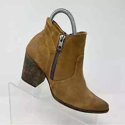 Steve Madden Tan Leather Western Style Pointed Toe Ankle Boots Size 36 Zipper • £33.24