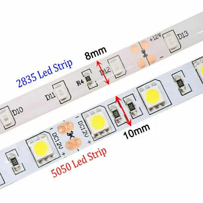 LED Strip Lights 5M RGB 2835 5050 Colour Changing Tape Cabinet TV Lighting DC12V • £3.44