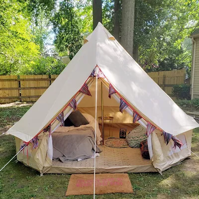 UK Ship Outdoor Glamping Safari 4M Canvas Yurt Bell Tent For 4-6 Person Of Camp • £378