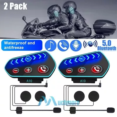 2XA10 Pro Bluetooth Headset Motorcycle Helmet Intercom 2 Riders Group Interphone • $29.89