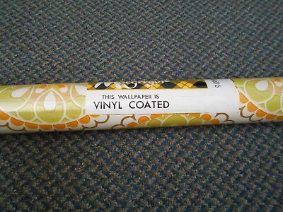 £15.99 • Buy Vintage Macgregor Vinyl Coated Wallpaper 9499/6 Orange, Yellow  (1008) 60s 70s