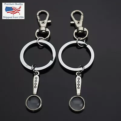 2x PCS Mini Novelty Magnifying Glass Charm Pendant Keychain With Key Ring & Clip • $6.99