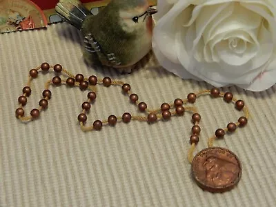 St. LAWRENCE Mt. Calvary Beaded Chaplet Rosary ~ Vtg. Saint Anthony PRAY FOR US • $15.89