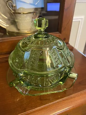 $59.95 • Buy Vintage Imperial Glass Green Covered Butter Dish Cheese Keeper Lid Depression