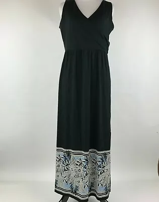J. Jill Wearever Collection Women Black Faux Wrap Side Slit Maxi Dress Sz SP • $4