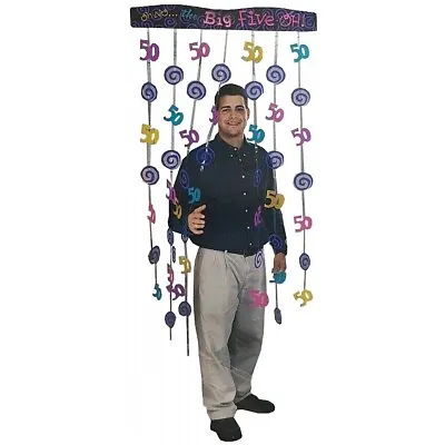 The Big 50 Happy 50th Birthday Adult Party Hanging Doorway Curtain Decoration • £2.99