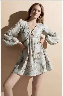 Zimmermann Wayfarer Short Floral Linen Ring Mini Long Sleeve Dress Size 0 • $100