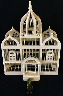 Antique/Vintage Taj Mahal/Cathedral BIRD CAGE White Hand-Made Of Wood & Metal • $245