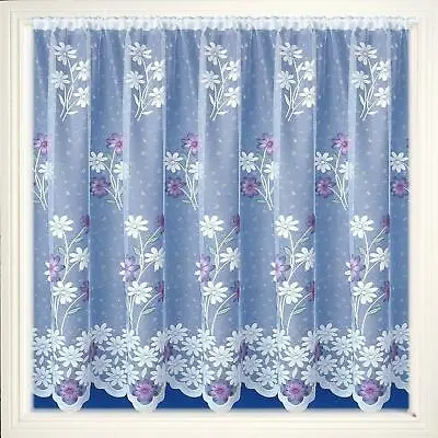 Maple Textiles Primrose Daisy White Lace Net Curtain Sold By The Metre 2 Colours • £5.59