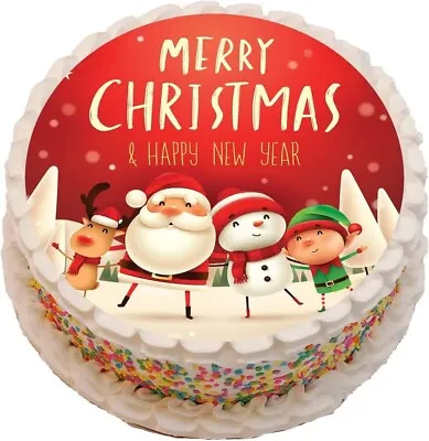 Christmas Holiday Theme 8  Round Edible Cake Topper Icing Decoration #5 • £5.95