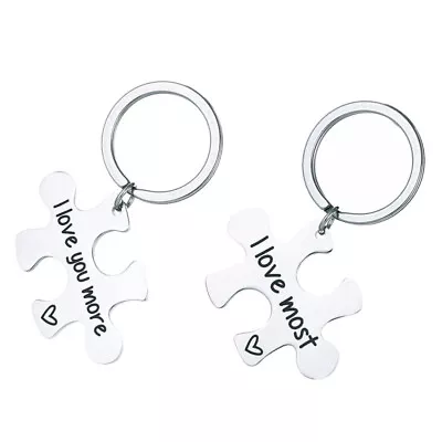  2pcs/set I Love You More I Love Most Letters Keychains Creative Puzzle Couple • $8.19