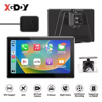 7  Wireless Dash Cam Carplay Android Auto Bluetooth Reverse Camera WIFI & GPS FM • $133