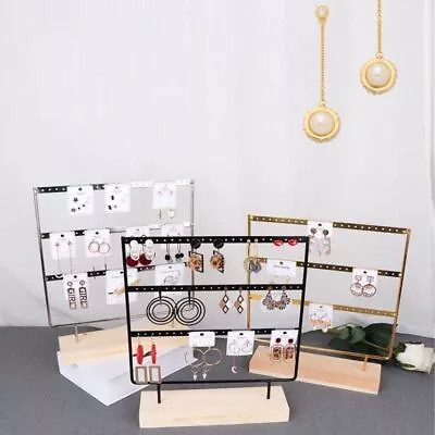 Earring Holder Stand 3-Tier 69 Holes Earring Organizer Stand With Wooden Tray • £9.42