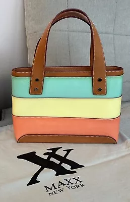 Maxx New York Leather Vinyl Multicolor Handbag 12  Wide 8  High Great Condition! • $25.99