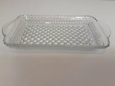 Extra Wide Butter Cheese Mold Dish Hobnail Cut Crystal 9.75 X5  NO LID EUC • $7.99