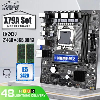 X79 LGA 1356 Motherboard Set Combo Xeon E5 2420V2 CPU 2*4GB=8GB DDR3 RAM 1333MHz • $79.95