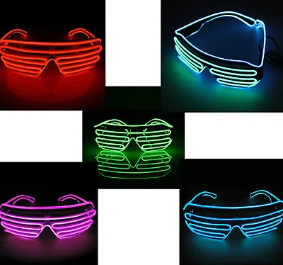 £6.99 • Buy Neon El Wire LED Light Up Shutter Flashing Glasses Eyewear For Nightclub Party