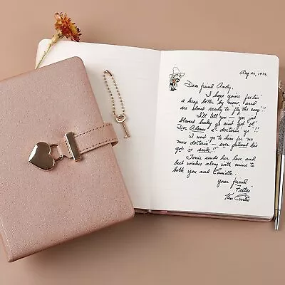 $60.16 • Buy Heart Lock Journal Notebook With Key School Birthday Girl 144 Sheets Lined NEW