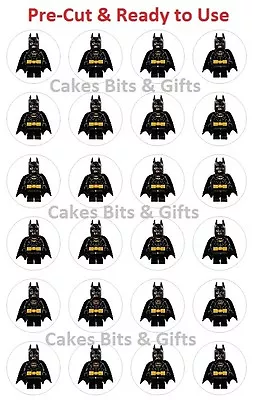 24x LEGO BATMAN Style 2  Edible Wafer Cupcake Cake Toppers PreCut Ready To Use • $9