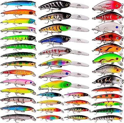 43PCS Fishing Lures Kit Set Topwater Hard Baits Minnow Crankbait Pencil Swimbait • $44.99