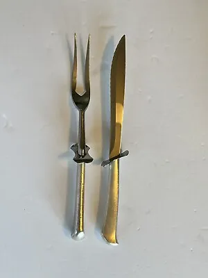 Vintage 2 Pc Carving Knife Fork Set Case Blade Miracl Edge 1847 Rogers Bro • $20