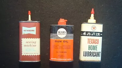 Lot (3) Vintage OIL Cans - TEXACO - SEARS - KENMORE - Gun And Sewing Advertising • $34.99