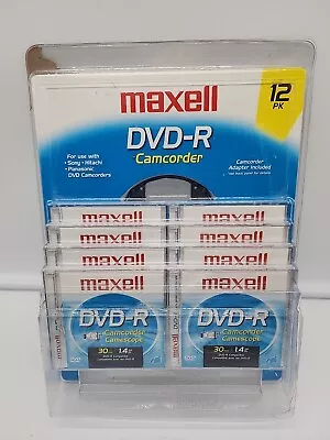 Maxell DVD-R Camcorder Discs 8 Pack 1.4GB 30 Min NEW + ADAPTER 12 Pack 4 Missing • $31.95