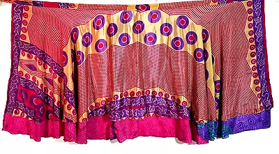 XL Vintage Sari Magic Wrap Skirts Multicolor Bohemian Hippie Skirt • $28.55