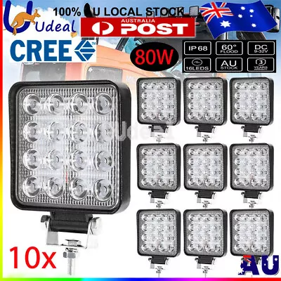 10PCS 80W CREE FLOOD LED Work Lights 12V Boat Camping Square 4inch Bar • $37.88