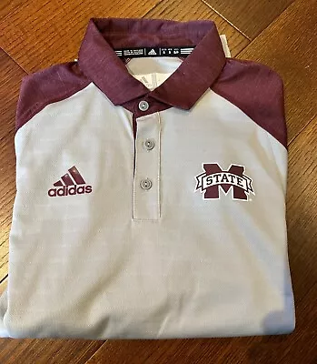 Men's Size Small Mississippi State Bulldogs Adidas Short Sleeve Polo Climate • $5.99