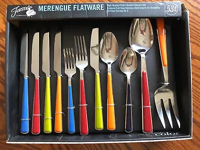 Fiesta MERENGUE FLATWARE 53-PIECE Fiestaware Stainless Steel Silverware In Box! • $165