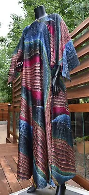 Vtg 70's Amazing David Brown Psychedelic Galaxy Sky Caftan Maxi Dress Sz S M L • $79.99