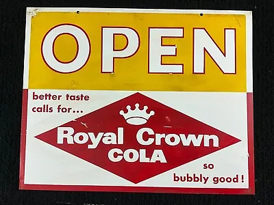 Vintage Double Sided Open/close Store Door Royal Crown Cola Sign Red Yellow Wht. • $85