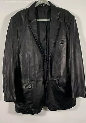 Alfani Macy's Men's Black Leather Notch Lapel Single-Breasted Blazer Sz 49x31.5 • $19.99