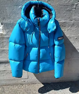 Authentic Mackage Kent  Down Jacket Hood Aqua Men Size 42 Larg Perfect Condition • $499
