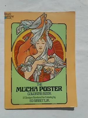 Vintage 1977 Dover Coloring Book The Mucha Poster Ed Sibbett 37 Designs BL1    • $12