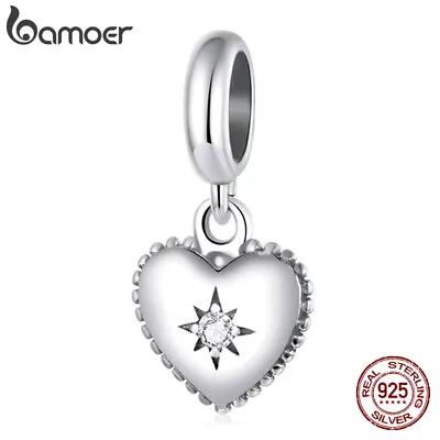 BAMOER European 925 Sterling Silver DIY Charms CZ Starburst Love For Bracelets • $7.07