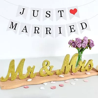 Mr & Mrs Sign For Wedding Table And Just Married BannerLarge Wooden Letters F... • $25.25