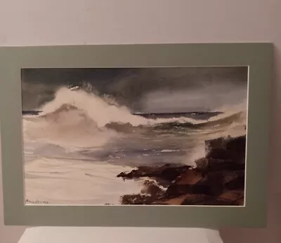 Vtg Waves Crashing Rocks Ocean Scene Oil Painting Signed No Frame • $54.99
